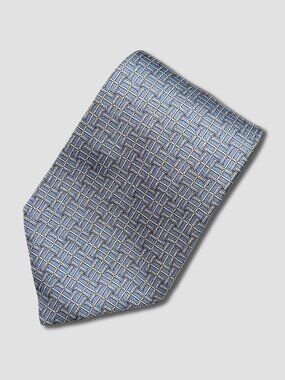 HERMES LIGHT BLUE H LOGO PRINT SILK NECKTIE